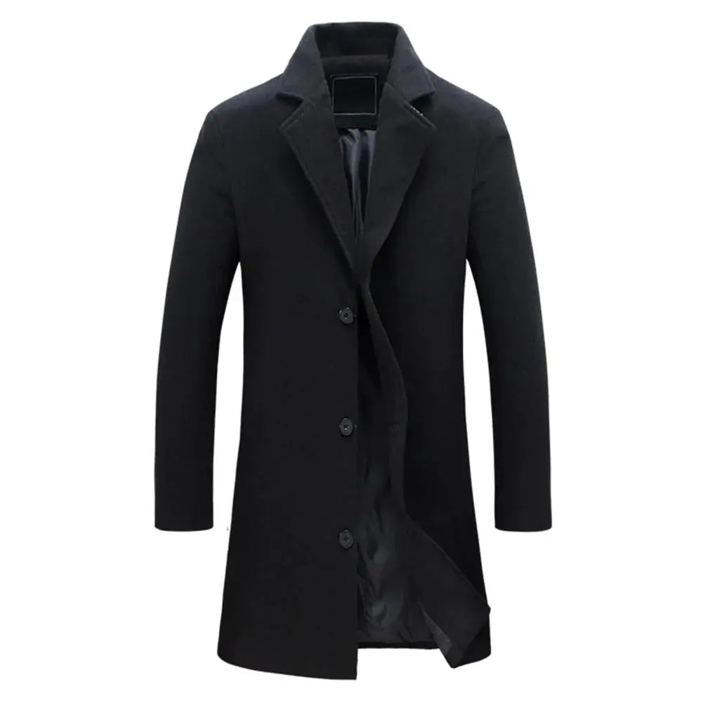 Męski płaszcz zimowy o kroju Tailored Fit z opadającym klapą i zapięciem na guziki - J&B; - 3 - Livia-Moda