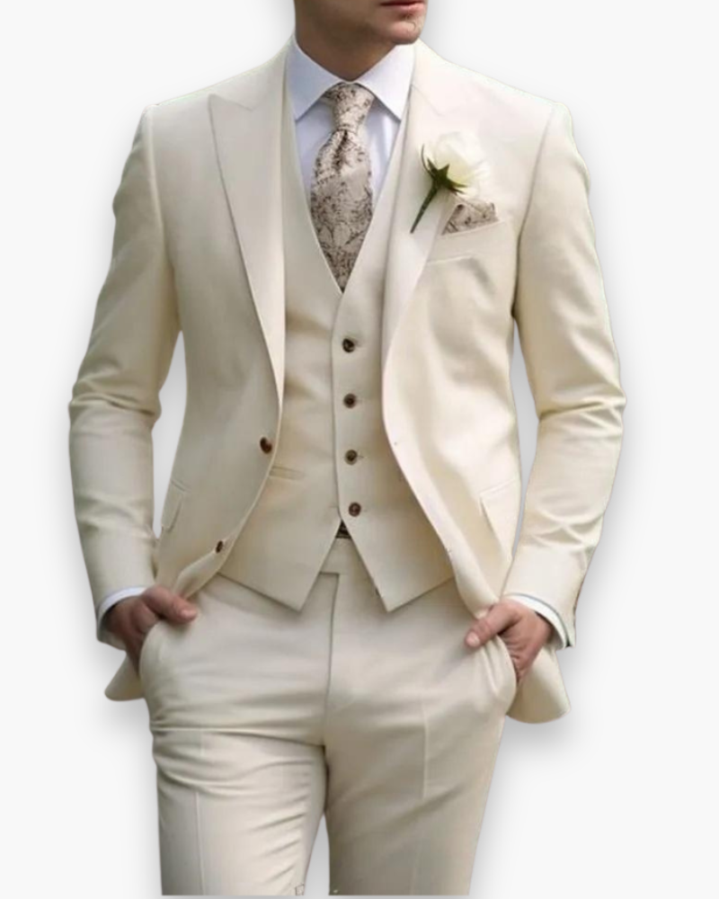 Męski Trzyczęściowy Garnitur z Kamizelką i Eleganckim Krojem | L&V - 10 - Livia-Moda