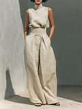 Thea – Elegant sleeveless cotton-linen Set for Women - Image 1