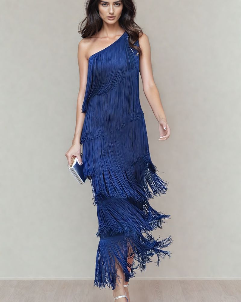 Elvira – Fringe Detail Evening Dress - Image 9