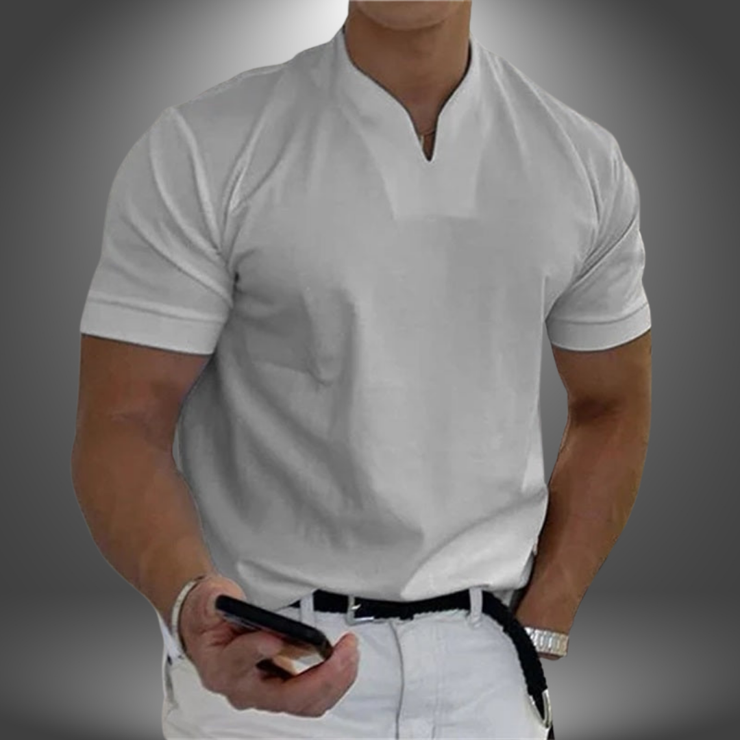 Ethan – Men’s Casual V-Neck Short Sleeve Shirt - Image 3
