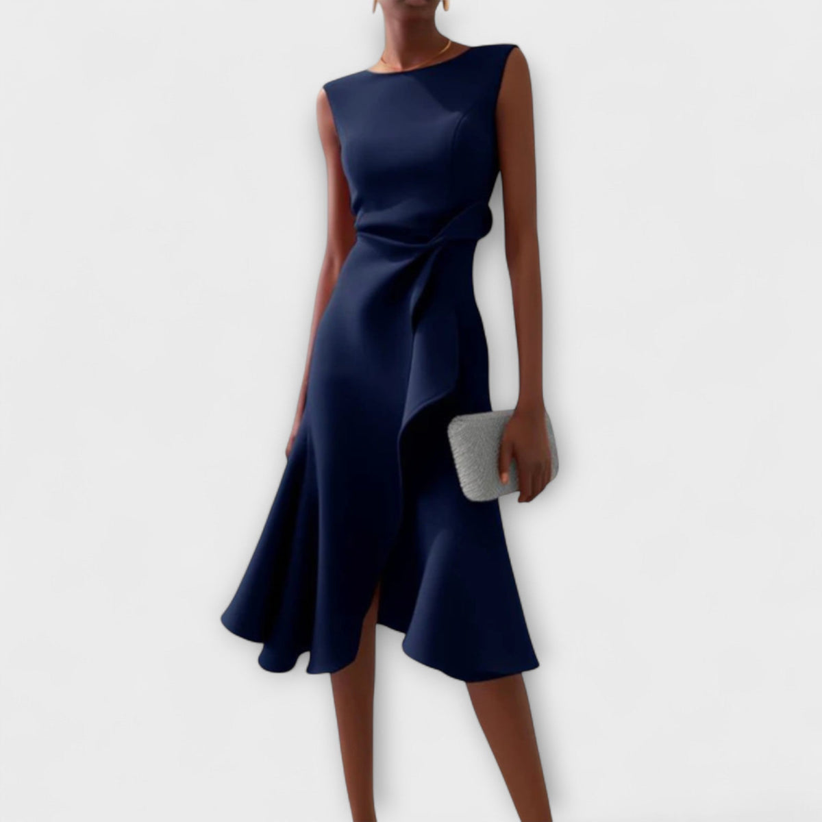 Lena – Women Draped Asymmetric Formal Dress - Image 2