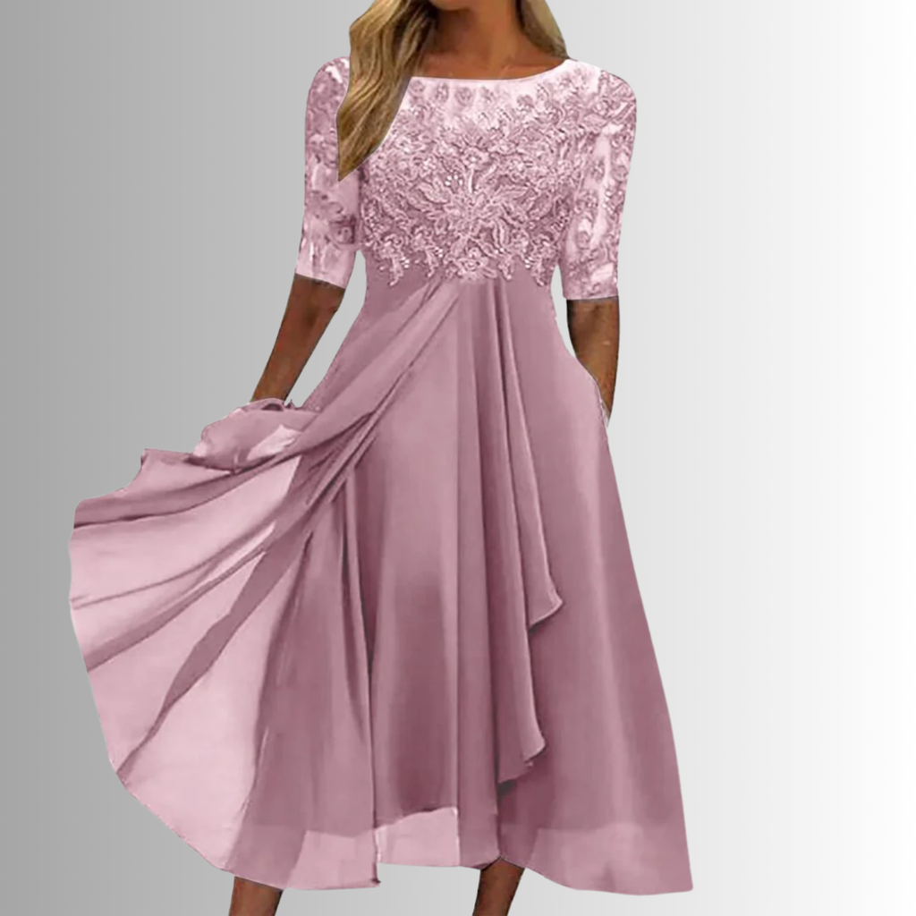 Karin – Elegant Lace Half-Sleeve Dress - Image 2