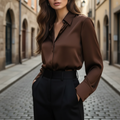 Annemarie – Women Satin Blouse with Long Sleeves - Image 1