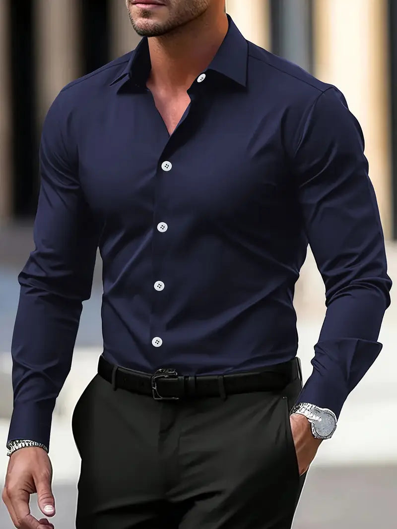 Adrián – Męska Koszula Slim Fit z Długim Rękawem
