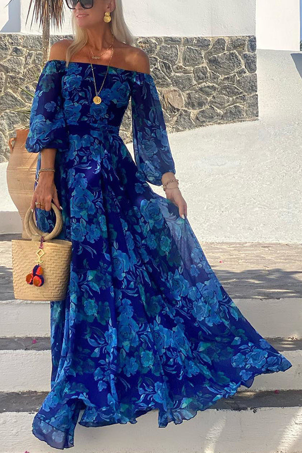 Helga – Elegant Floral Off Shoulder Dress for Women - Image 1