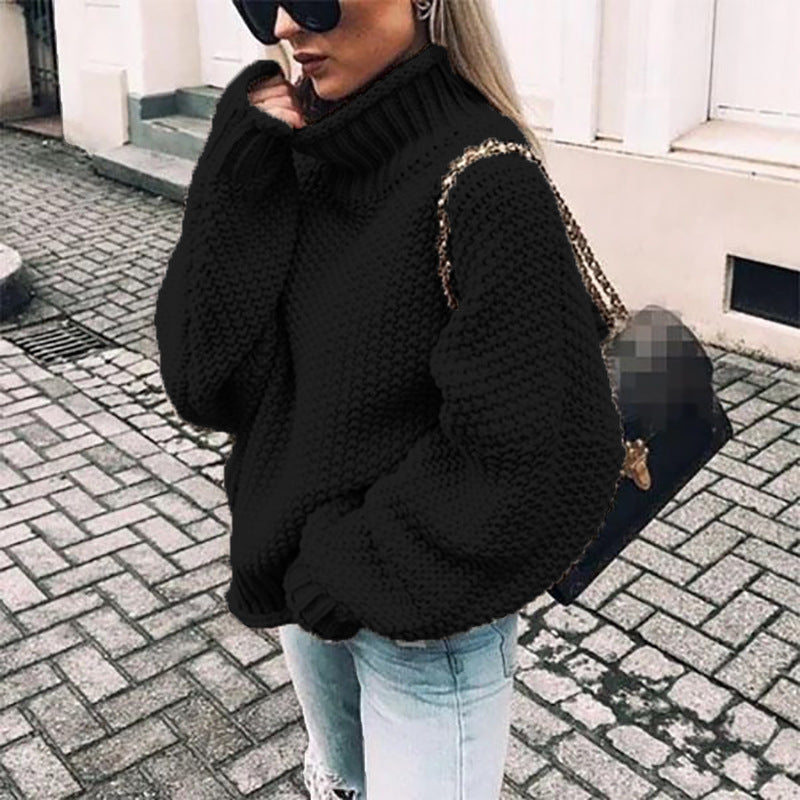 Valeria – Damski sweter o grubym splocie z wysokim kołnierzem
