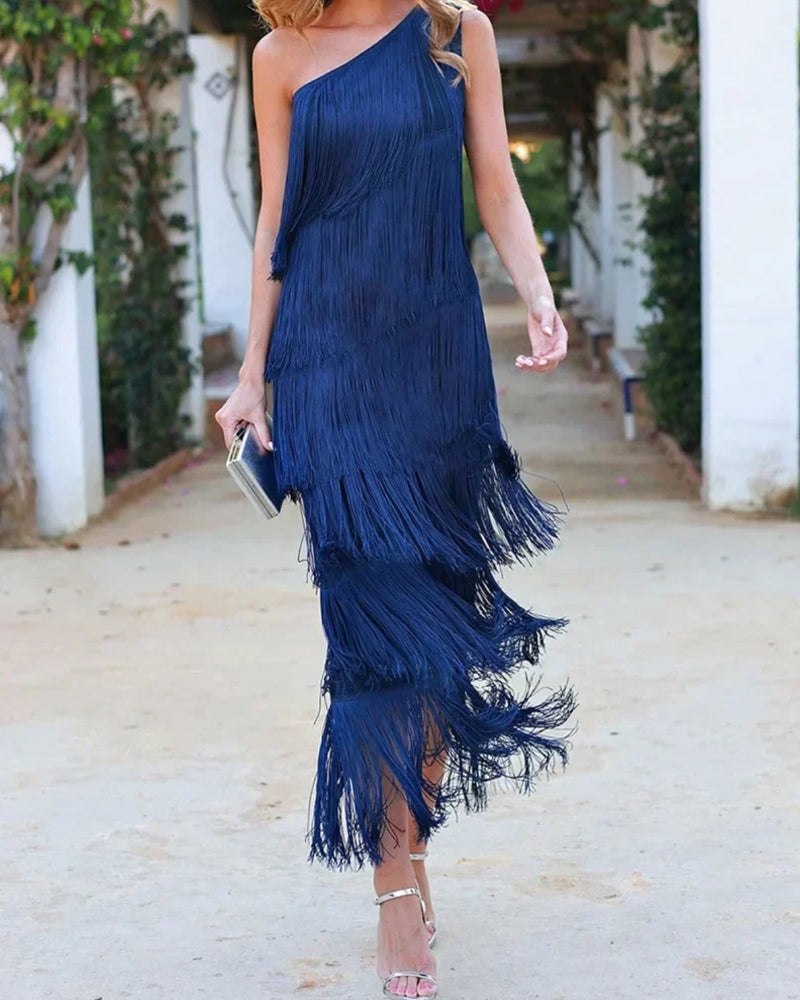Elvira – Fringe Detail Evening Dress - Image 3