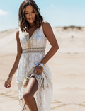 Sandra – Lace Panel Waist Cut Dress - Image 1