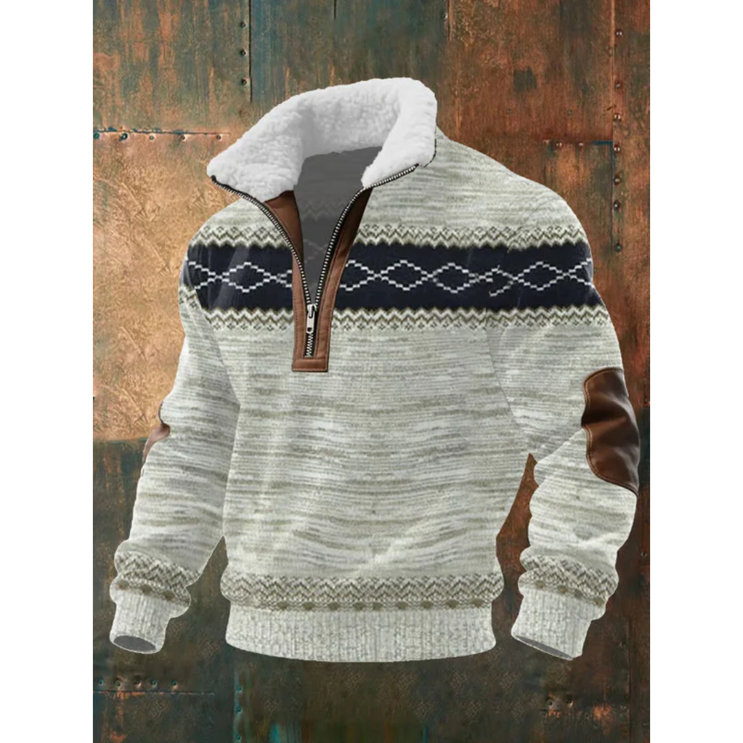 Arthur – Teksturowany sweter męski z półzamkiem o nowoczesnym kroju