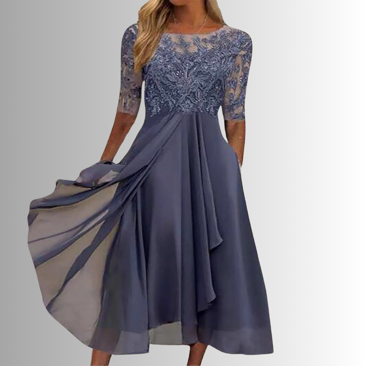 Luisa – Elegant Lace Bodice Dress for Women - Image 2