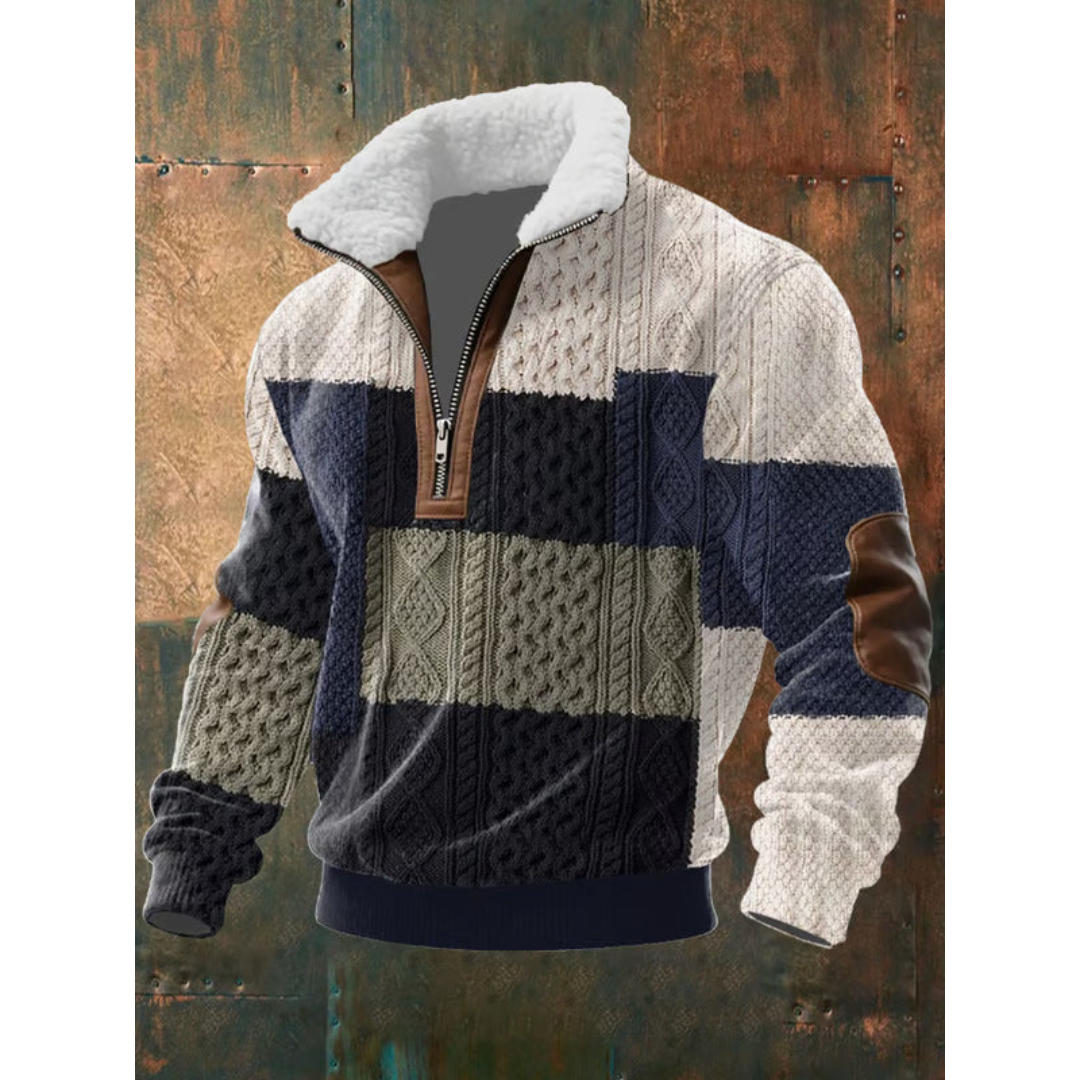 Arthur – Teksturowany sweter męski z półzamkiem o nowoczesnym kroju