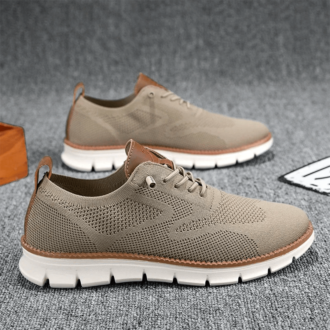 Dawid – Męskie Buty Casual z Dzianiny i Skórzanymi Detalami