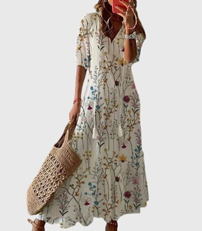 Ilka – V-neck With  Tassel Mid-sleeve Dress - Image 7