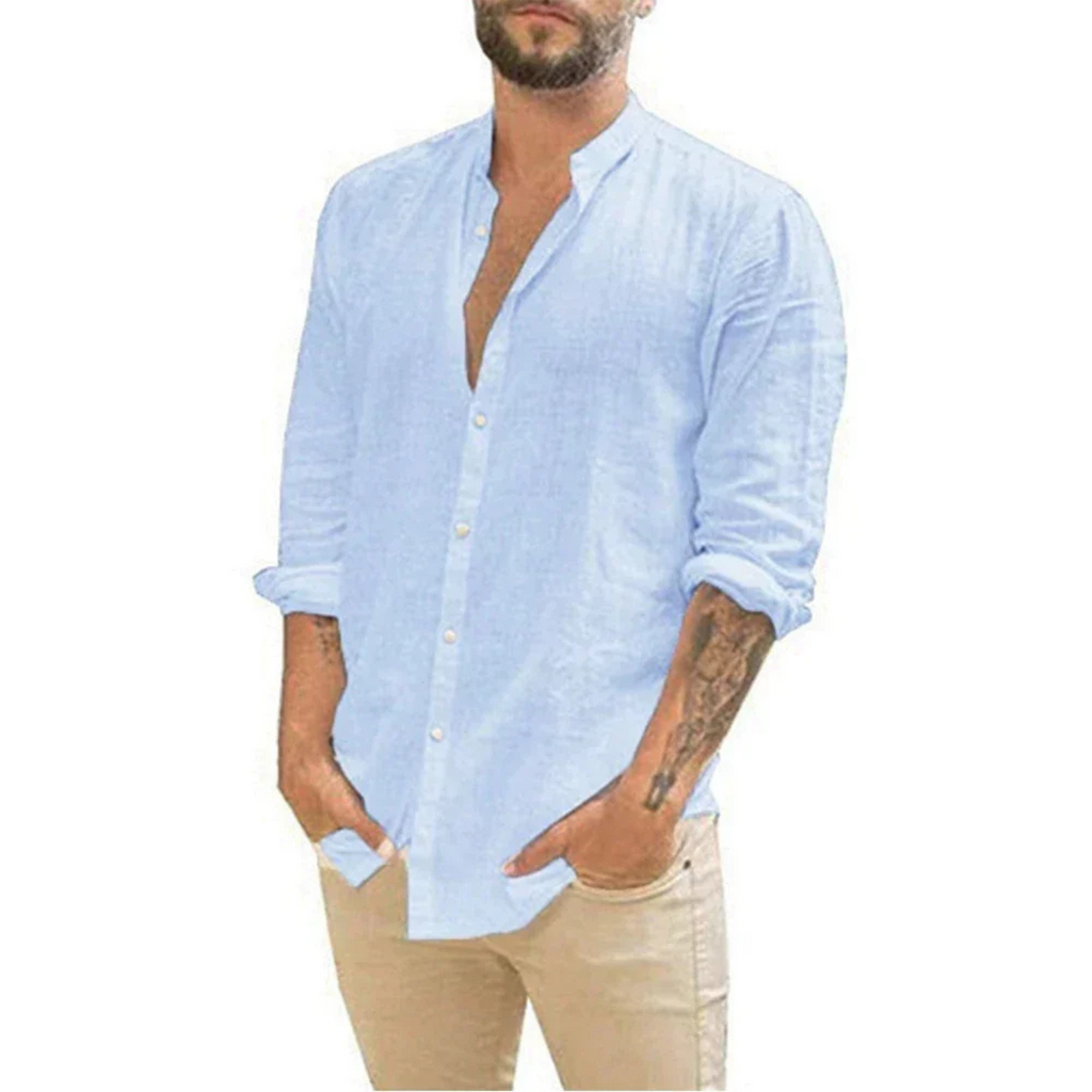 Niklas – Stand Collar Long-sleeved Shirt - Image 4
