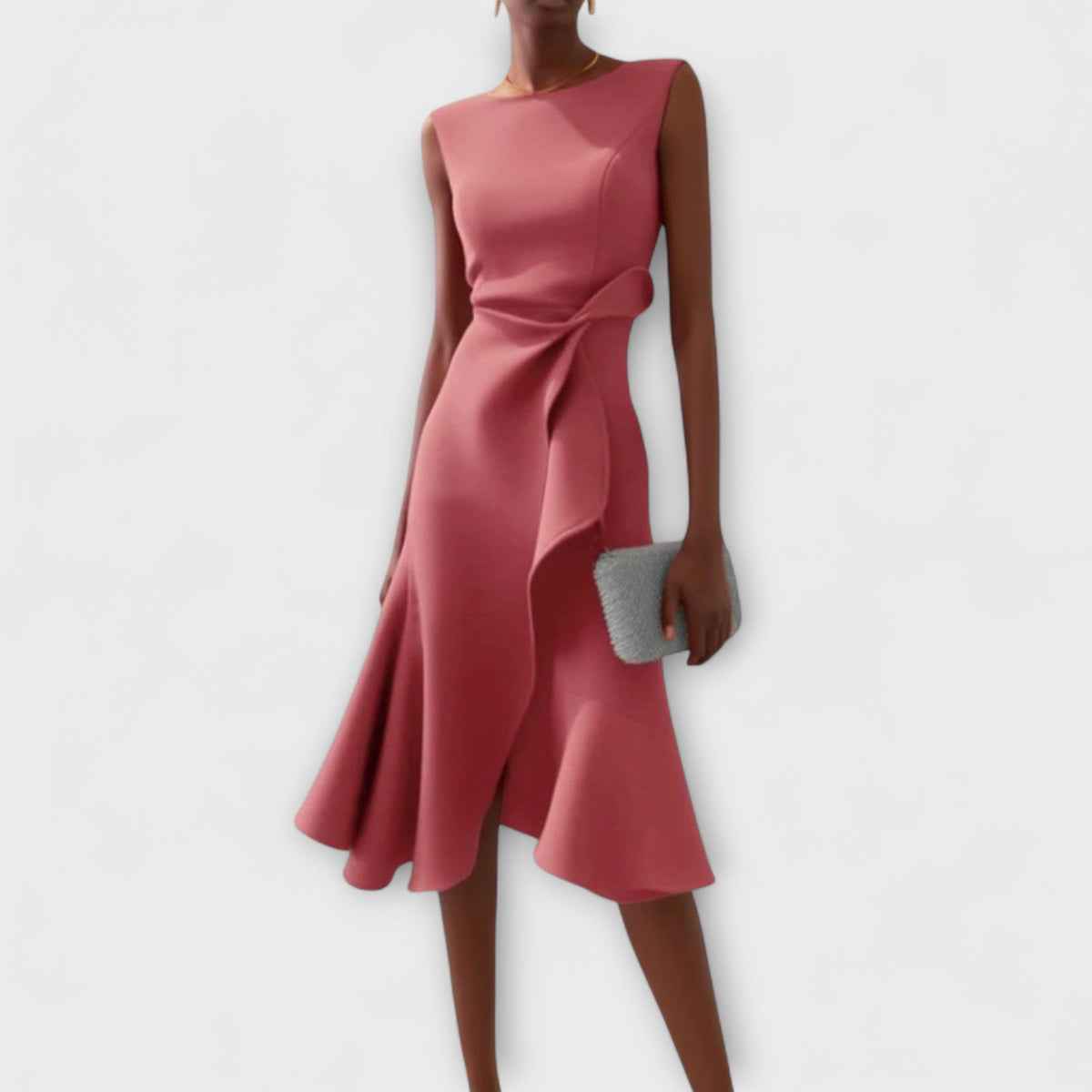 Lena – Women Draped Asymmetric Formal Dress - Image 3