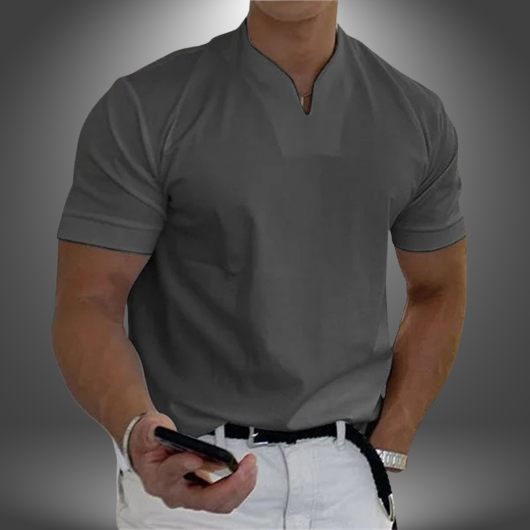 Ethan – Men’s Casual V-Neck Short Sleeve Shirt - Image 6