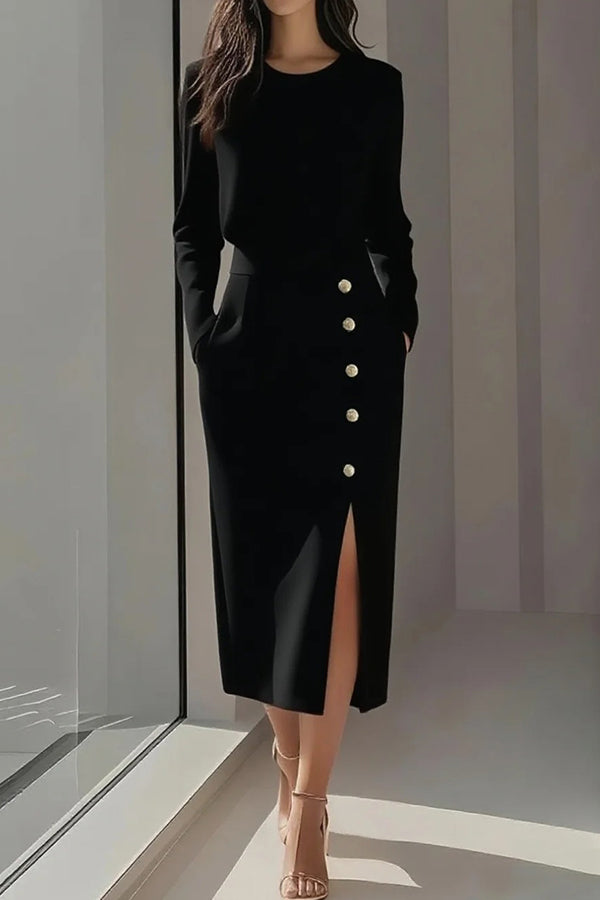 Gabriele – Elegant Button-Detail  Skirt - Image 2