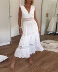 Elvira – Elegant V-neck lace top Dress for Women - Image 1