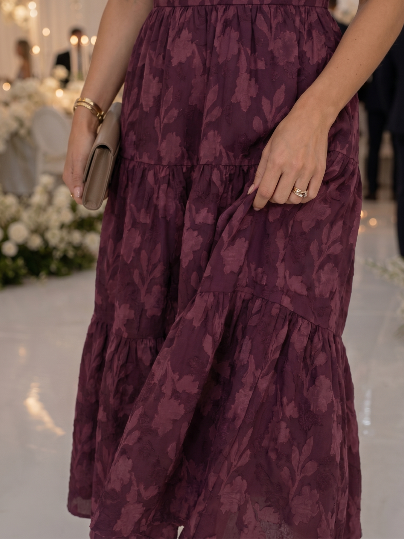Sukienka midi dla kobiet z kwadratowym dekoltem, bufiastymi rękawami i kwiatowym wzorem - J&B; - 9 - Livia-Moda