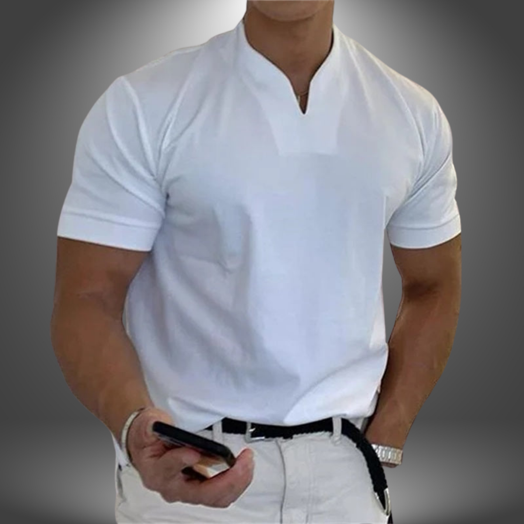 Ethan – Men’s Casual V-Neck Short Sleeve Shirt - Image 1
