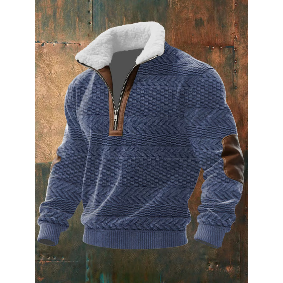 Arthur – Teksturowany sweter męski z półzamkiem o nowoczesnym kroju