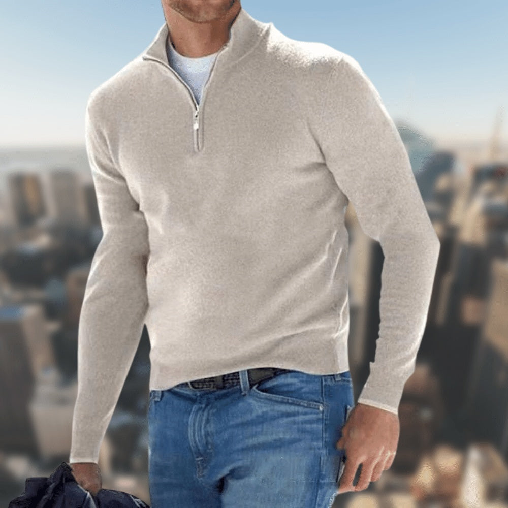 David - Sweter męski z zamkiem pod szyję casual