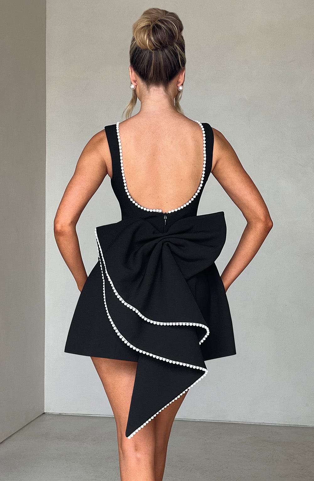 Mini Dress Women's Flattering Fit with Pearl Detail - Image 7