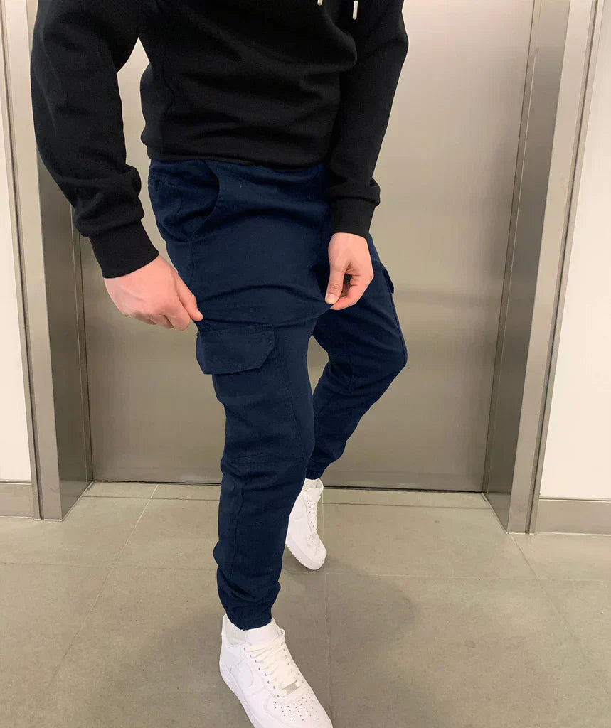 Tomasz – Męskie Spodnie Cargo Slim Fit z Elastycznym Pasem