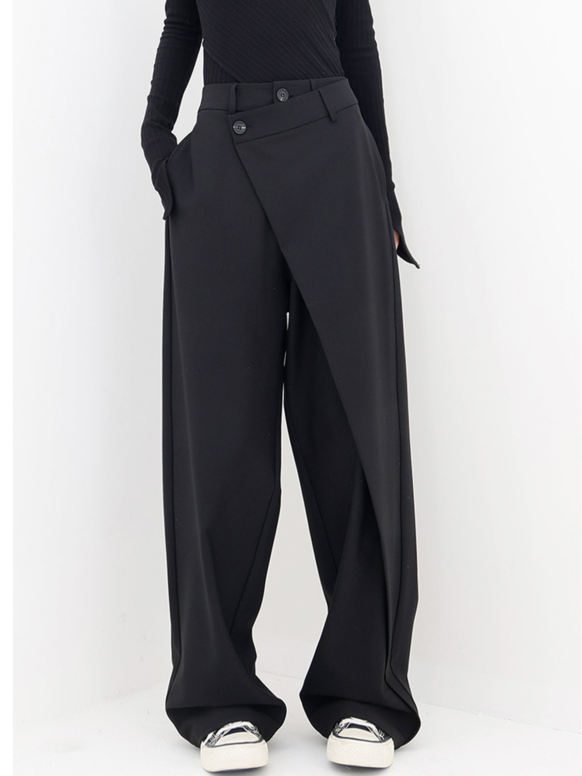 Leni – Asymmetrical Layer Button Wide Leg - Image 2