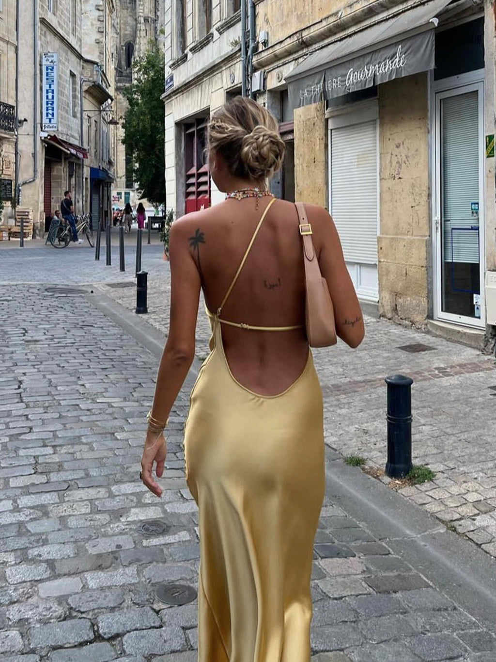 Monika – Moonlight Open Back Satin Slit Long Dress - Image 2