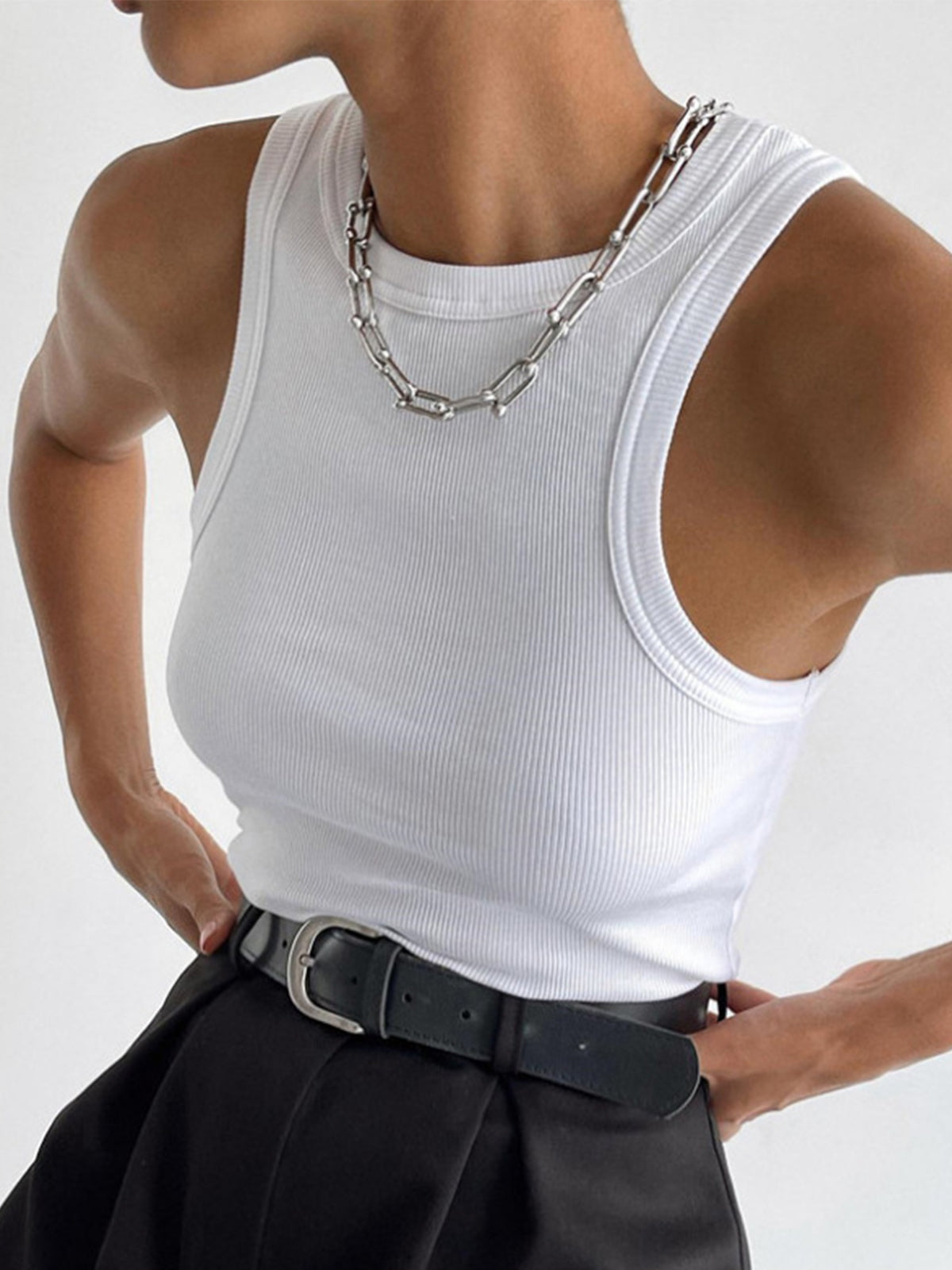 Sarah – Ribbed Crop Tank Top - Image 1