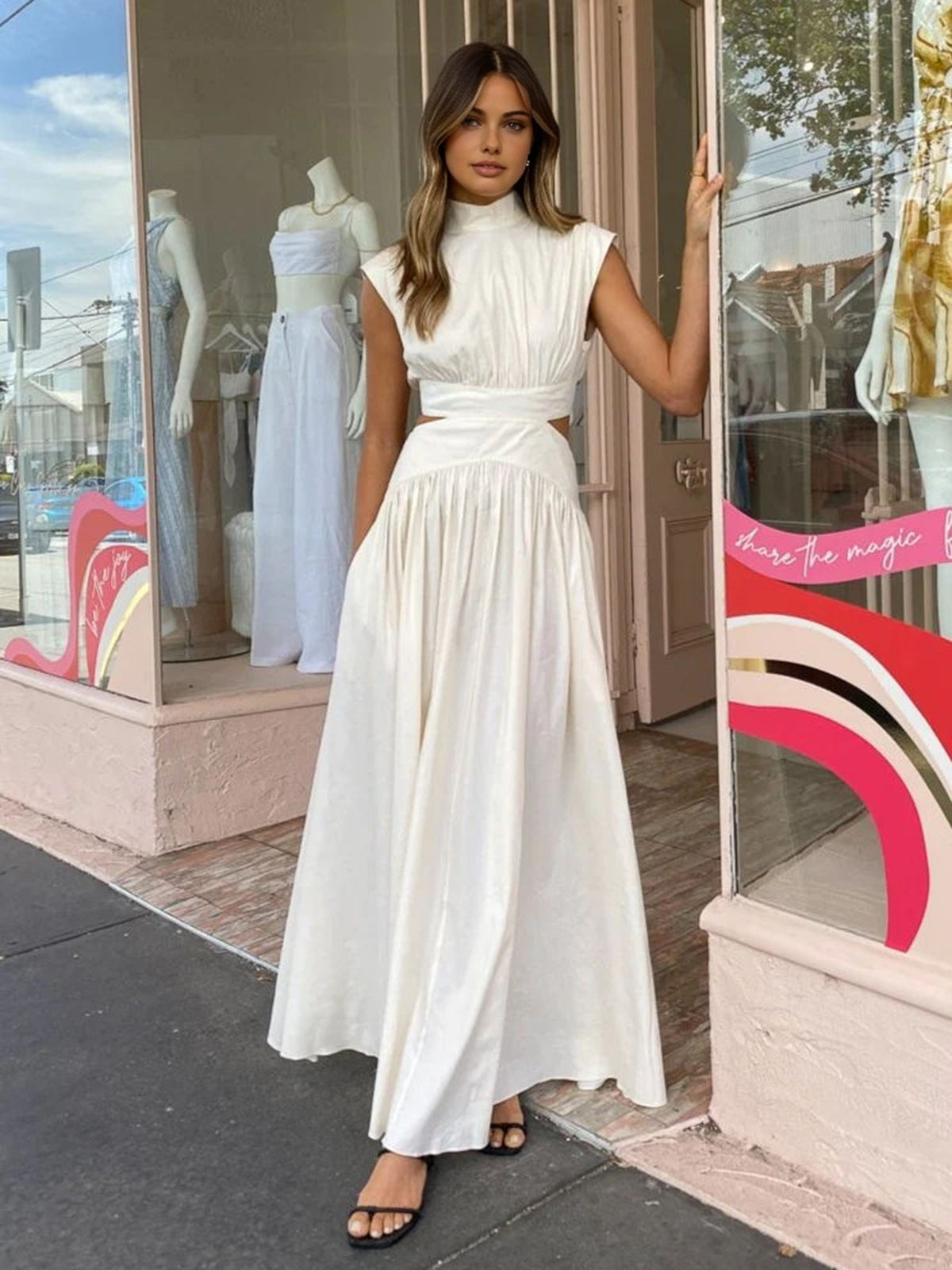 Hannah – Mock Neck Cut Out Long Dress - Image 2