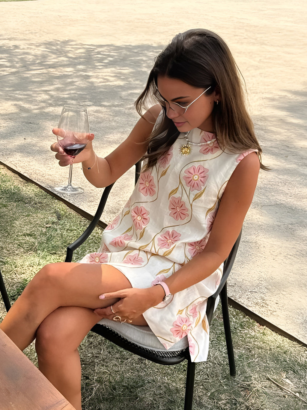 Marie – Romantic Print Sleeveless Short Dress - Image 1