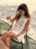Marie – Romantic Print Sleeveless Short Dress - Image 1