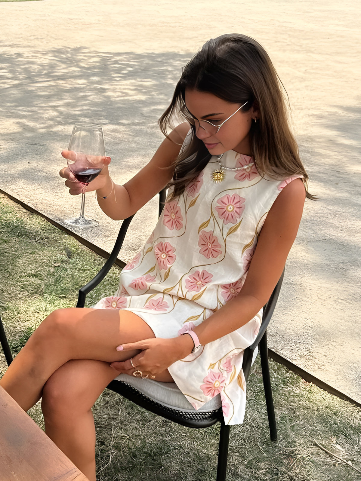Marie – Romantic Print Sleeveless Short Dress - Image 1