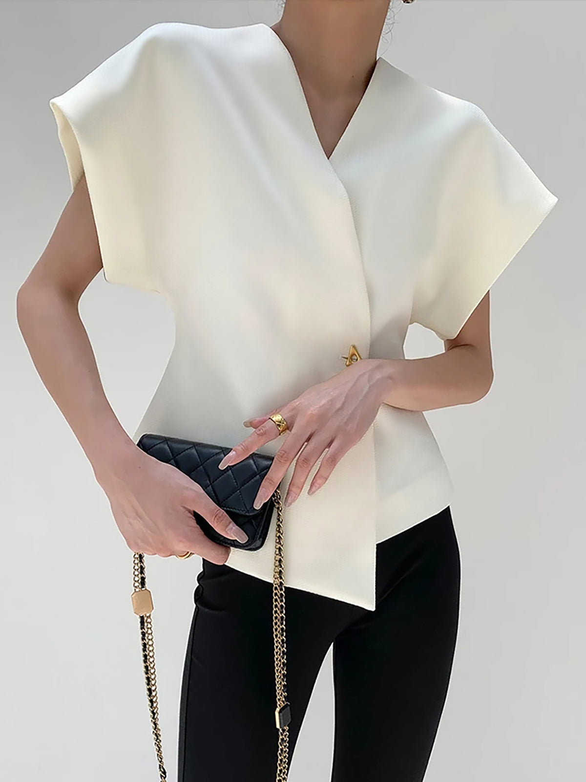 Ingrid – Trendy V-Neck Button Down Blouse - Image 3