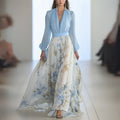 Ava – Elegant Maxi dress with floral neckline for Women - Image 1