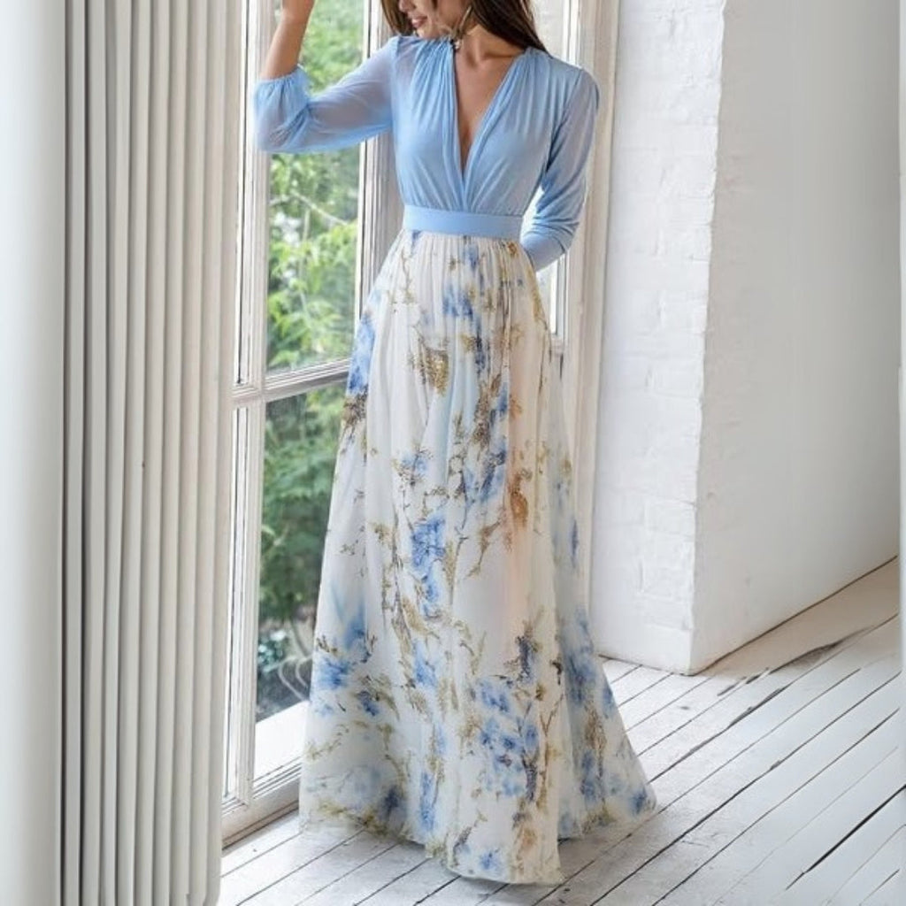 Ava – Elegant Maxi dress with floral neckline for Women - Image 2