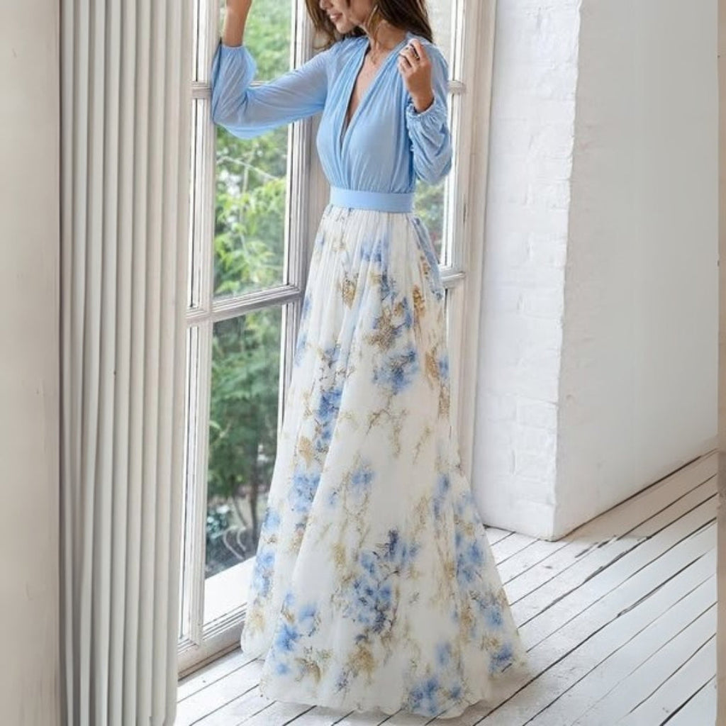 Ava – Elegant Maxi dress with floral neckline for Women - Image 3