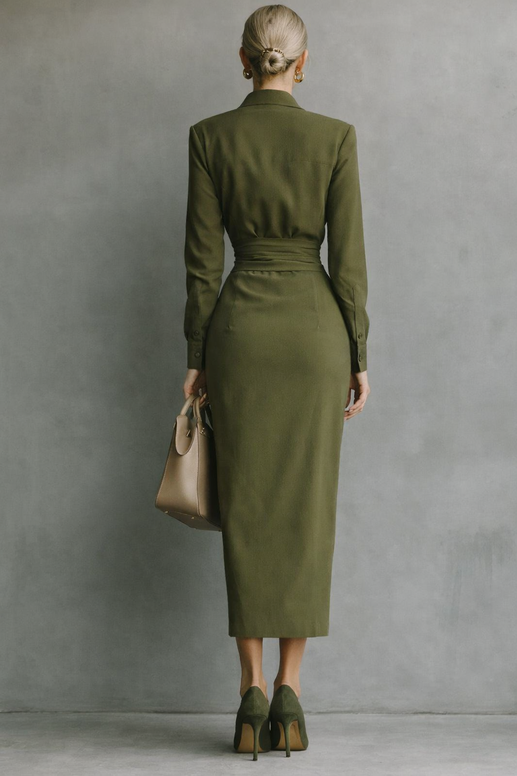 Elena – Elegancka sukienka koszulowa midi damska
