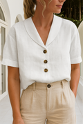 Lena – Trendy Cotton and Linen T-shirt for Women - Image 1