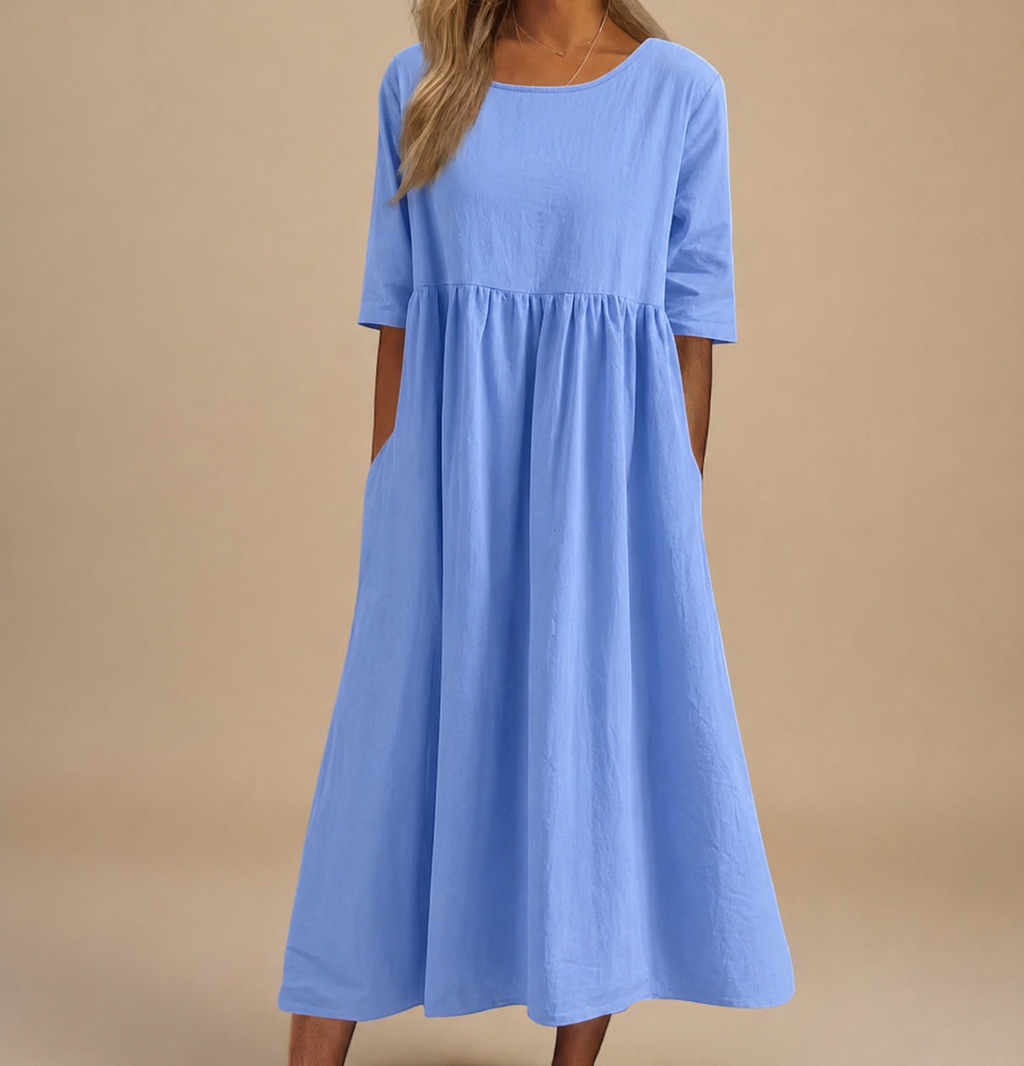 Erika – Minimalistyczna sukienka midi o luźnym kroju