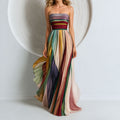 Strapless Maxi Dress Women Flowing Multicolor Pleats for Effortless Elegance  - Image 1
