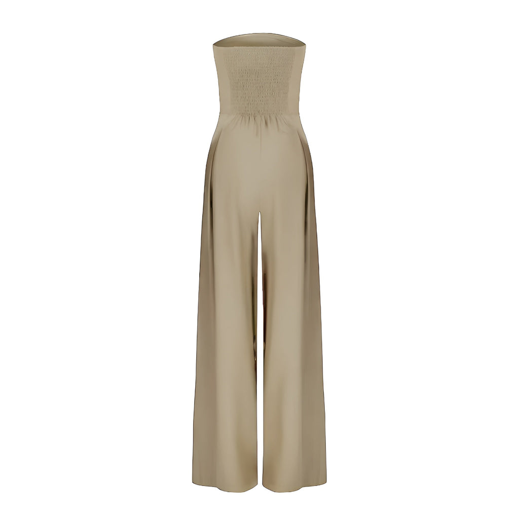 Trägerloser Jumpsuit für Damen mit weitem Bein und Taschen | J&B - 4 - Livia-Moda