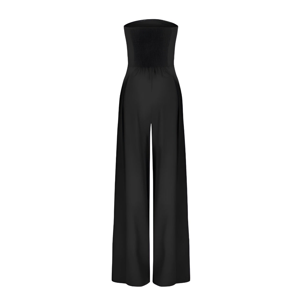 Trägerloser Jumpsuit für Damen mit weitem Bein und Taschen | J&B - 6 - Livia-Moda