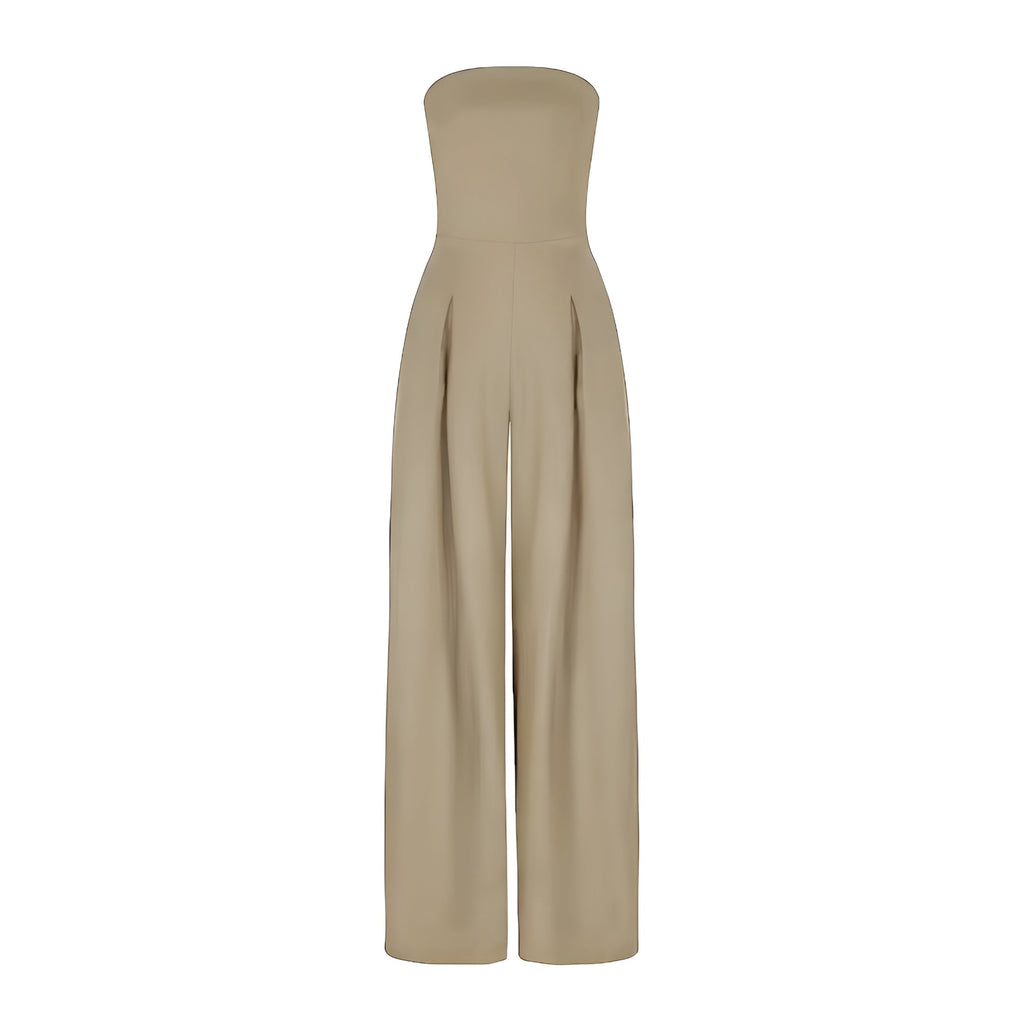 Trägerloser Jumpsuit für Damen mit weitem Bein und Taschen | J&B - 5 - Livia-Moda
