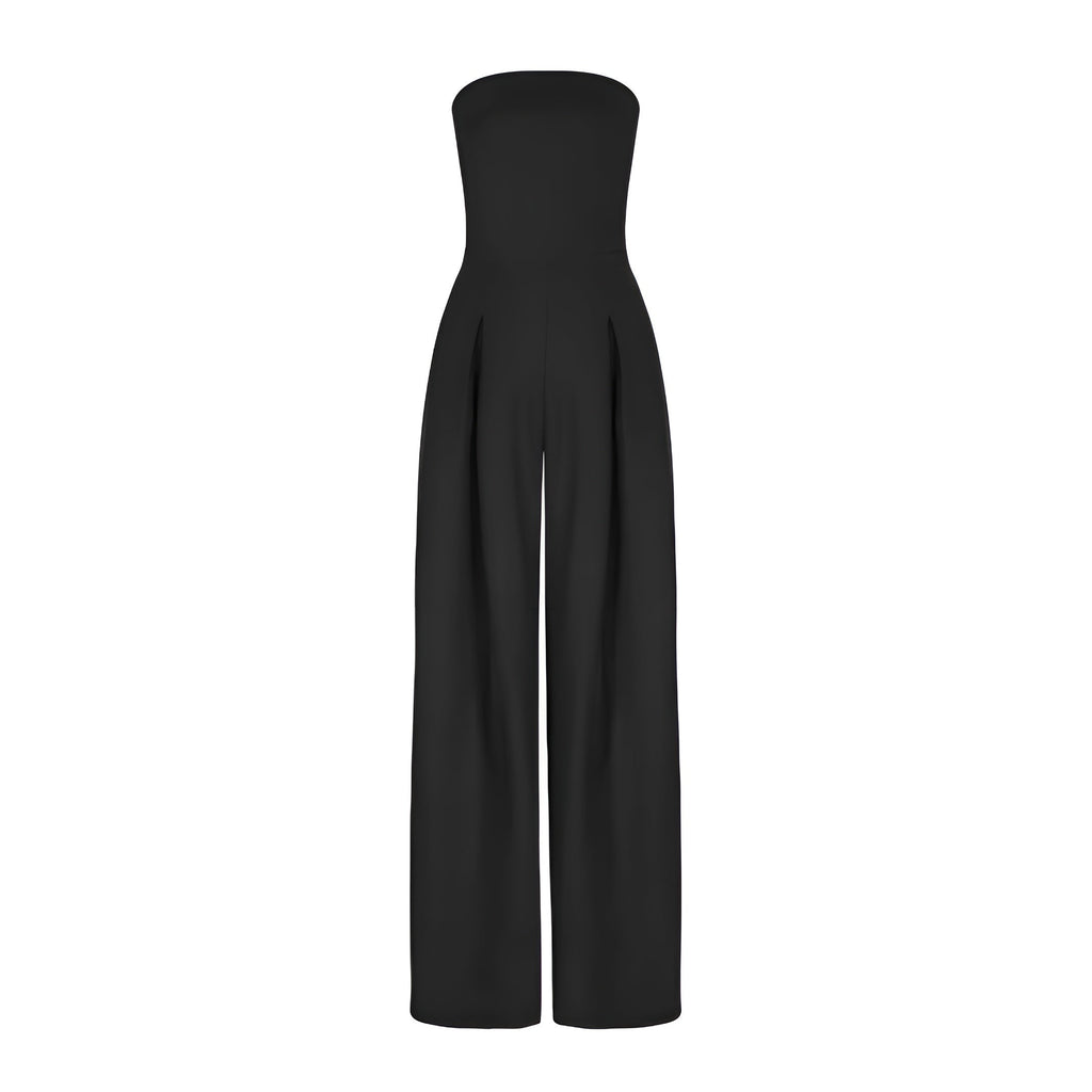 Trägerloser Jumpsuit für Damen mit weitem Bein und Taschen | J&B - 7 - Livia-Moda