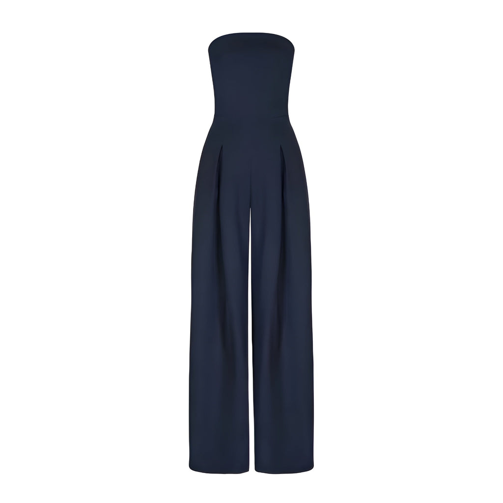 Trägerloser Jumpsuit für Damen mit weitem Bein und Taschen | J&B - 9 - Livia-Moda