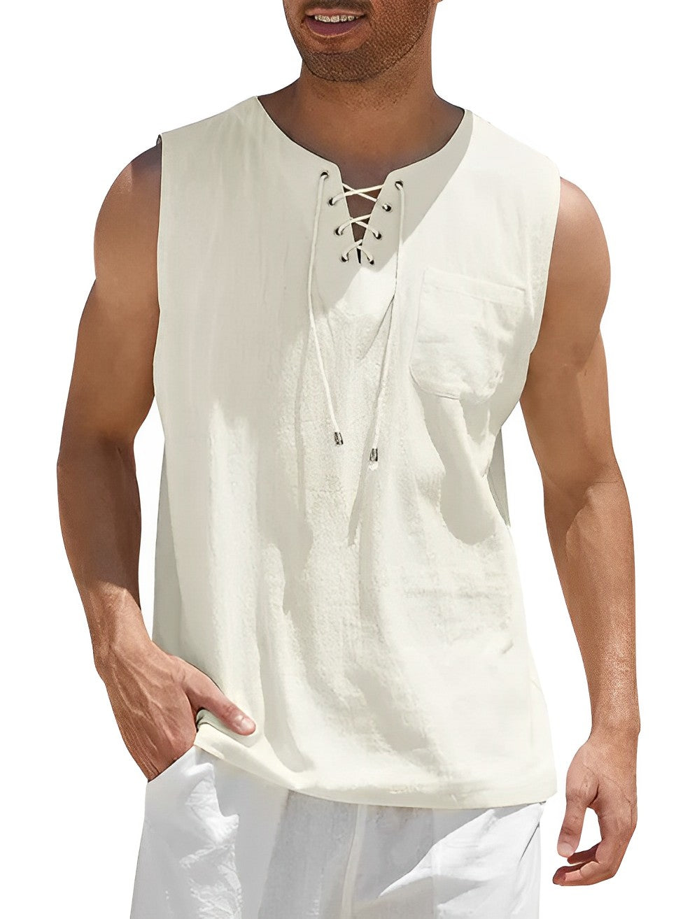Sznurowany tank top męski na lato – Zdjęcie 7